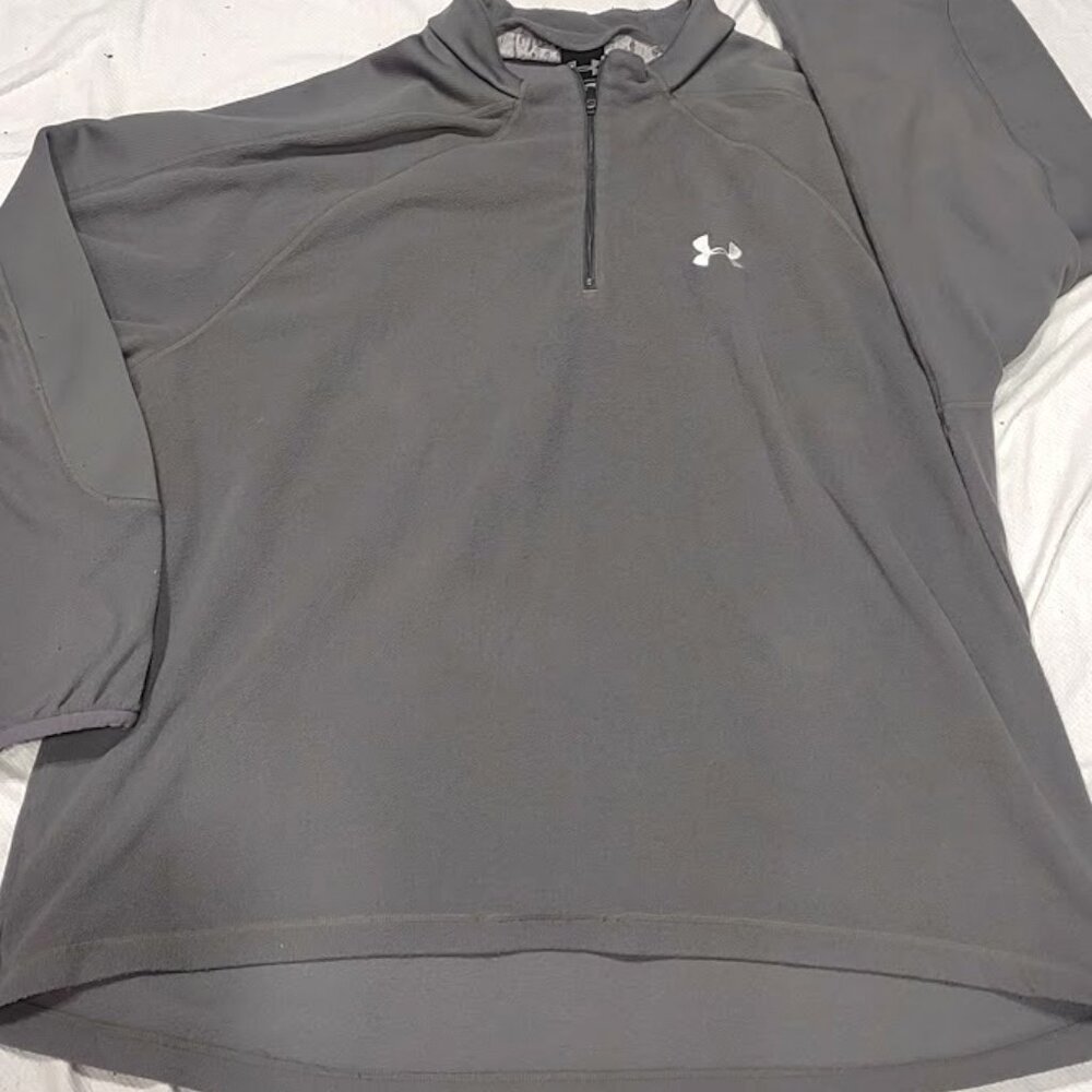 UNDER ARMOUR GRAY FLEECE 1/4 ZIP PULLOVER  SOFT ELASTIC AT WRIST MEN'S SIZE XL